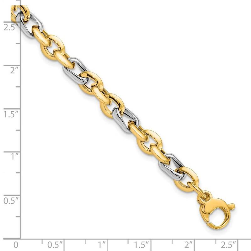 Curata 5.35mm 14k Two tone Gold Polished Fancy Link Bracelet 7.75 Inch