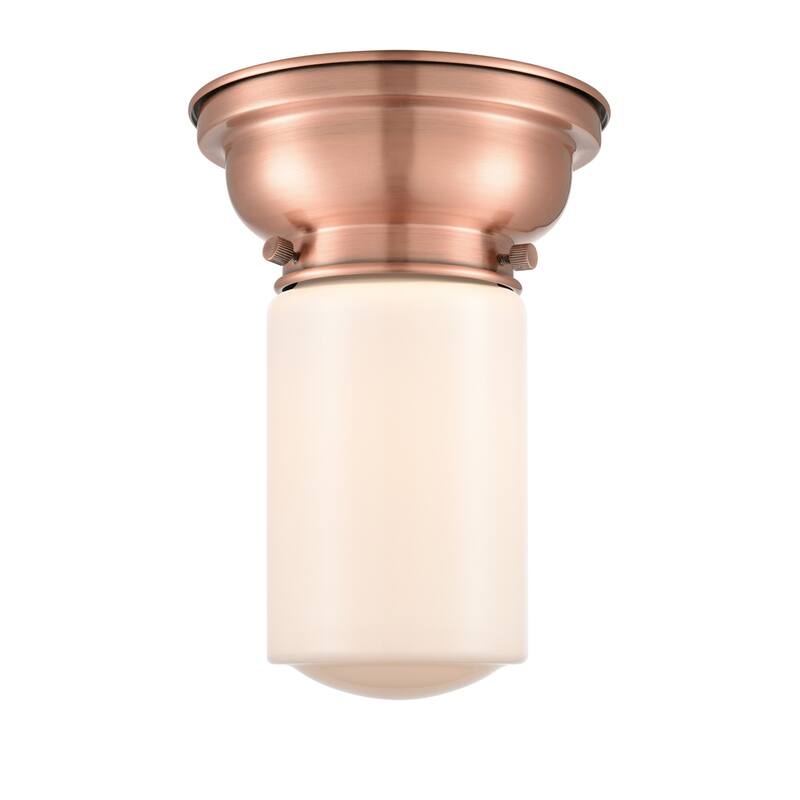 Innovations Lighting Dover 6" Wide Convertible Flush Mount Ceiling - Antique Copper / Matte White