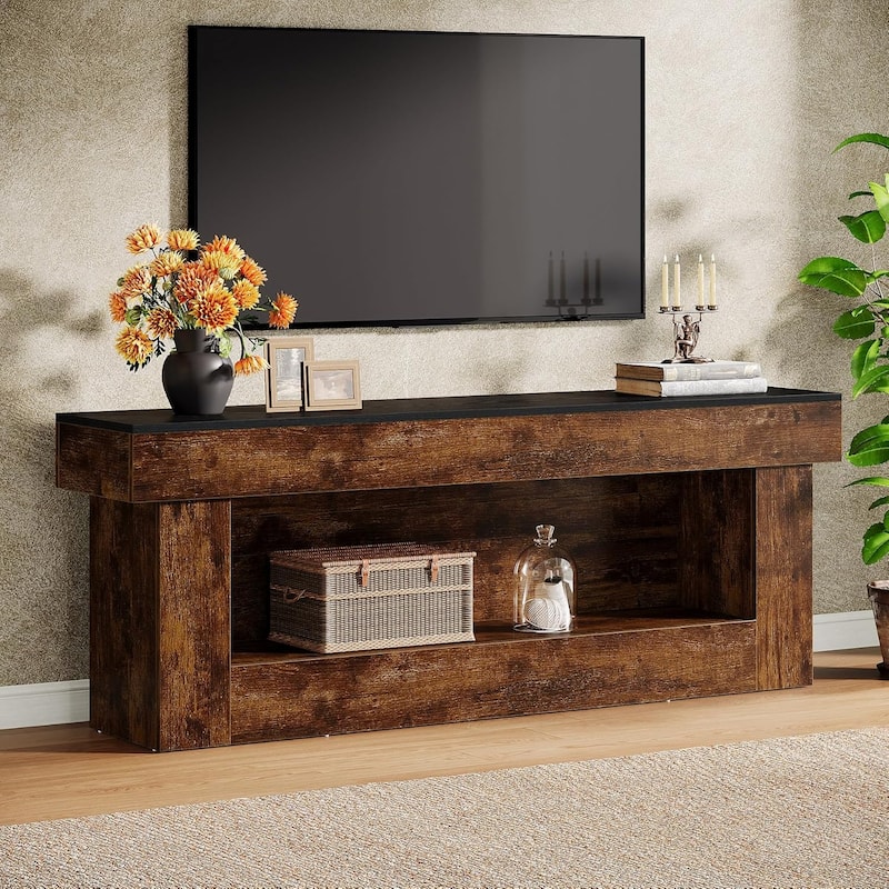 63" TV Stand, Farmhouse Media Console with Open Storage Space, Entertainment Center for 60/65/70 Inches TVs