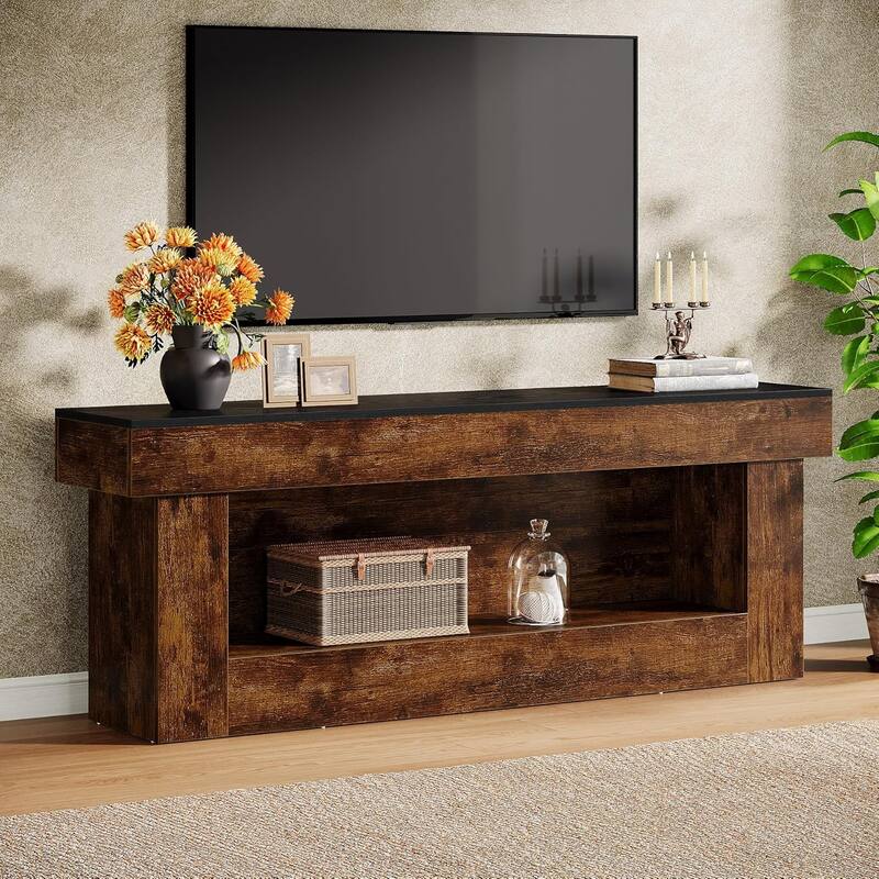63-inch TV Stand with Storage, Entertainment Center for Living Room - Brown