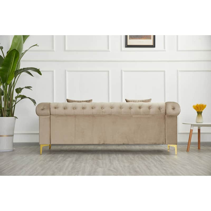 35"D x 85"W x 30.3"H Velvet Chesterfield Button-tufted Sofa