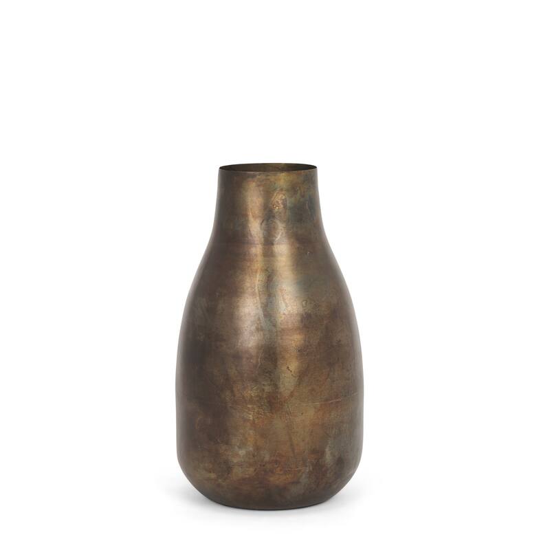 12" Antiqued Gold Metal Table Vase - 7.00