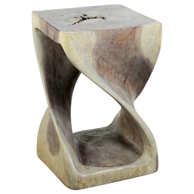 Haussmann® Original Wood Twist Stool 10 X 10 X 16 In High Grey Oil - 10" x 10" x 16"