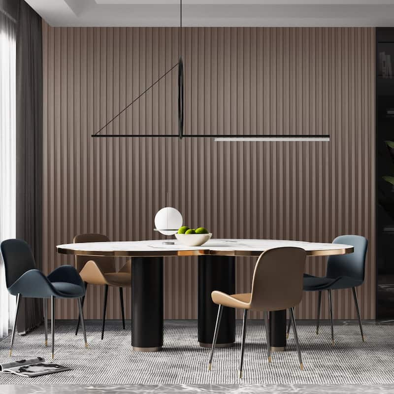 Art3d 104'' X 6.7'' Slat Wall Panel for Modern Decor, WPC Wall Paneling, Metallic Finish(Set of 8)