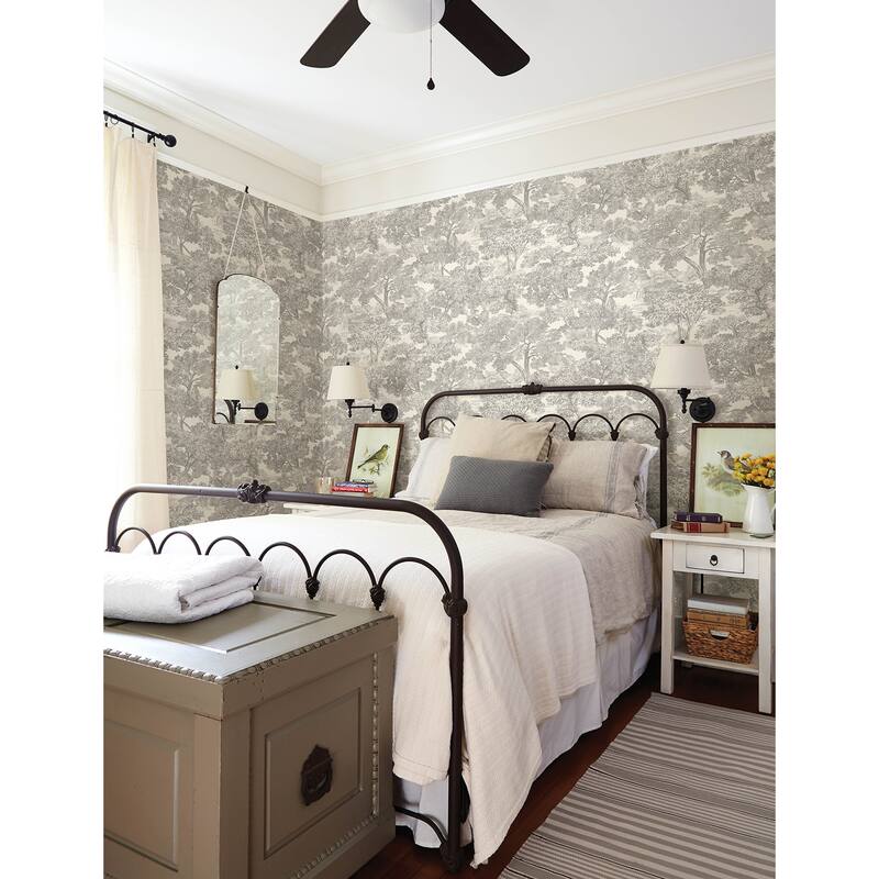 Chesapeake Spinney Grey Toile Wallpaper