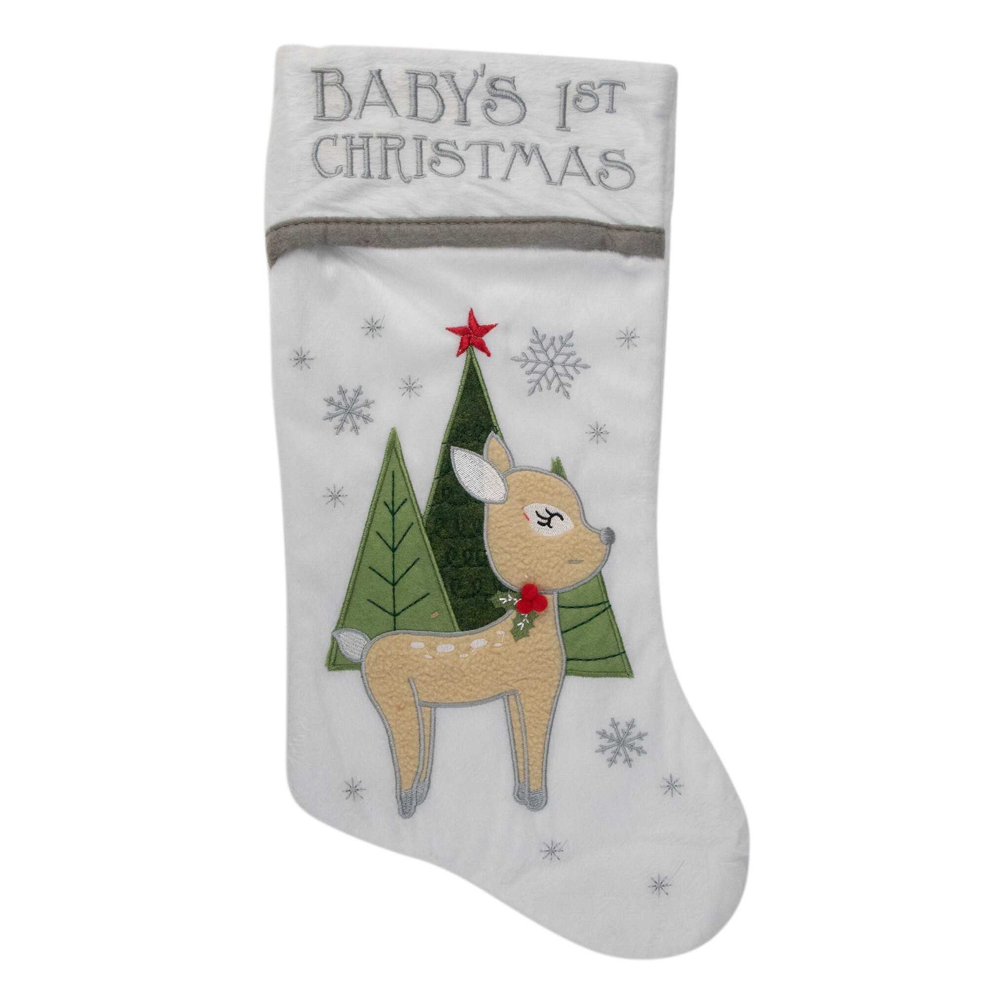 Shop 20 White Baby S First Christmas Stocking With Baby Deer And