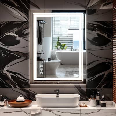 Led Mirror 36"x28" for Bathroom with Built in Lights, Lighted Wall Mirrors with Anti-Fog, Memory, Dimmable, 3 Colors - 28x36
