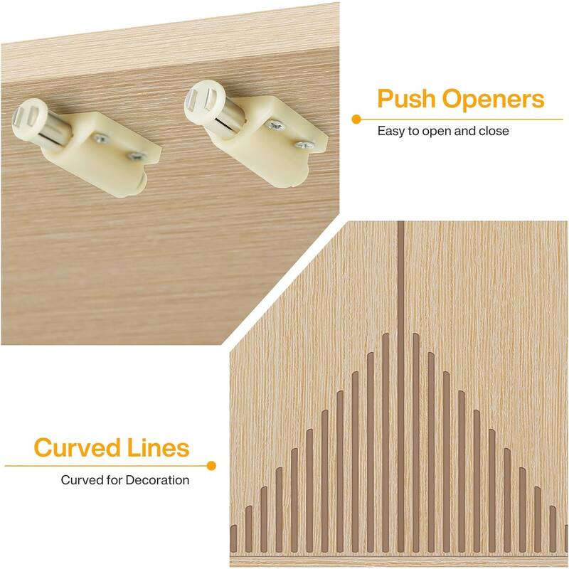 Modern Natural Storage Cabinet Set for Living Room