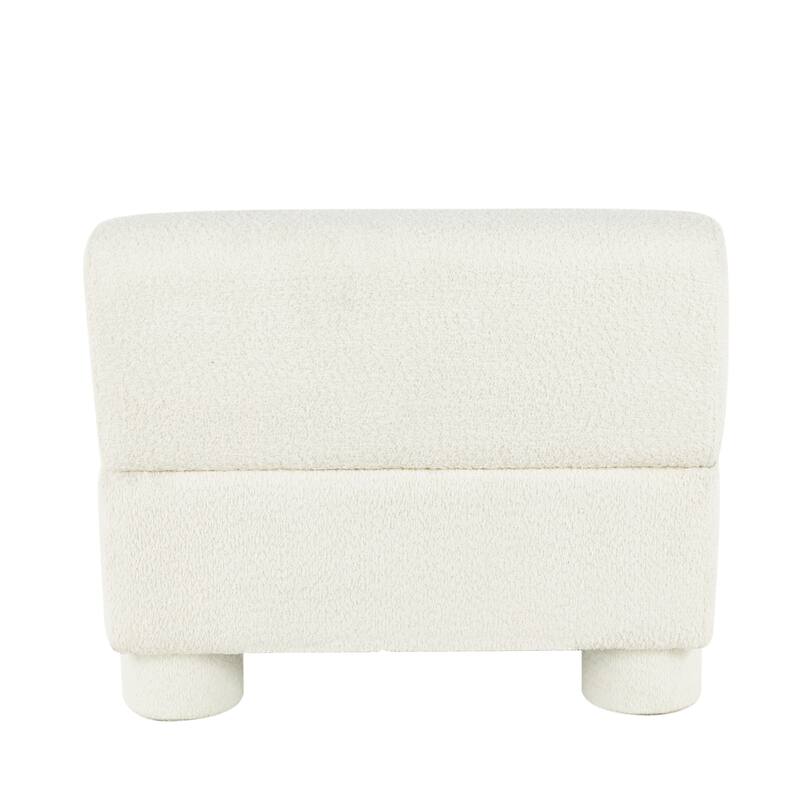 White Polyester Square Boucle Living Room Accent Chair