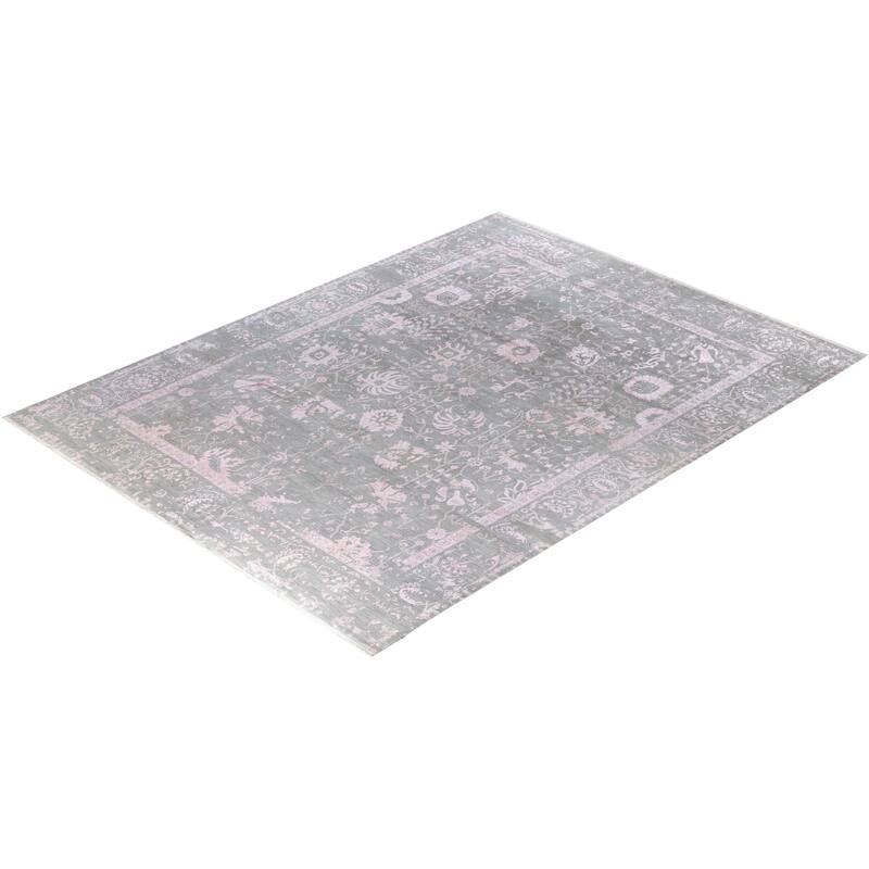 Ikat One-of-a-Kind Hand-Knotted Area Rug, Gray - 9' 1" x 12' 1"