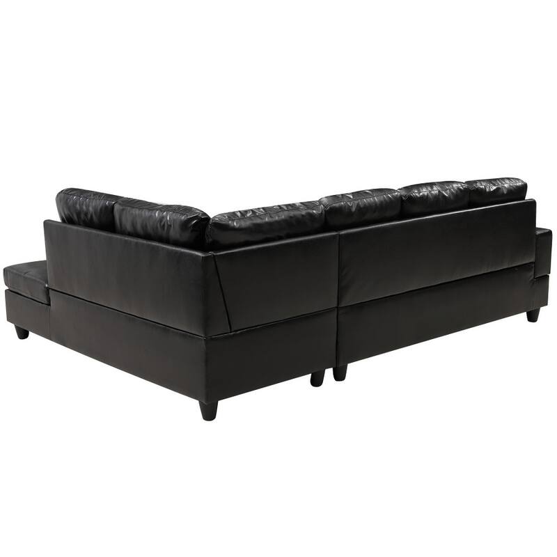 L-Shaped Upholstered 4-Seat Modern Modular Sectional Sofa with Ottoman