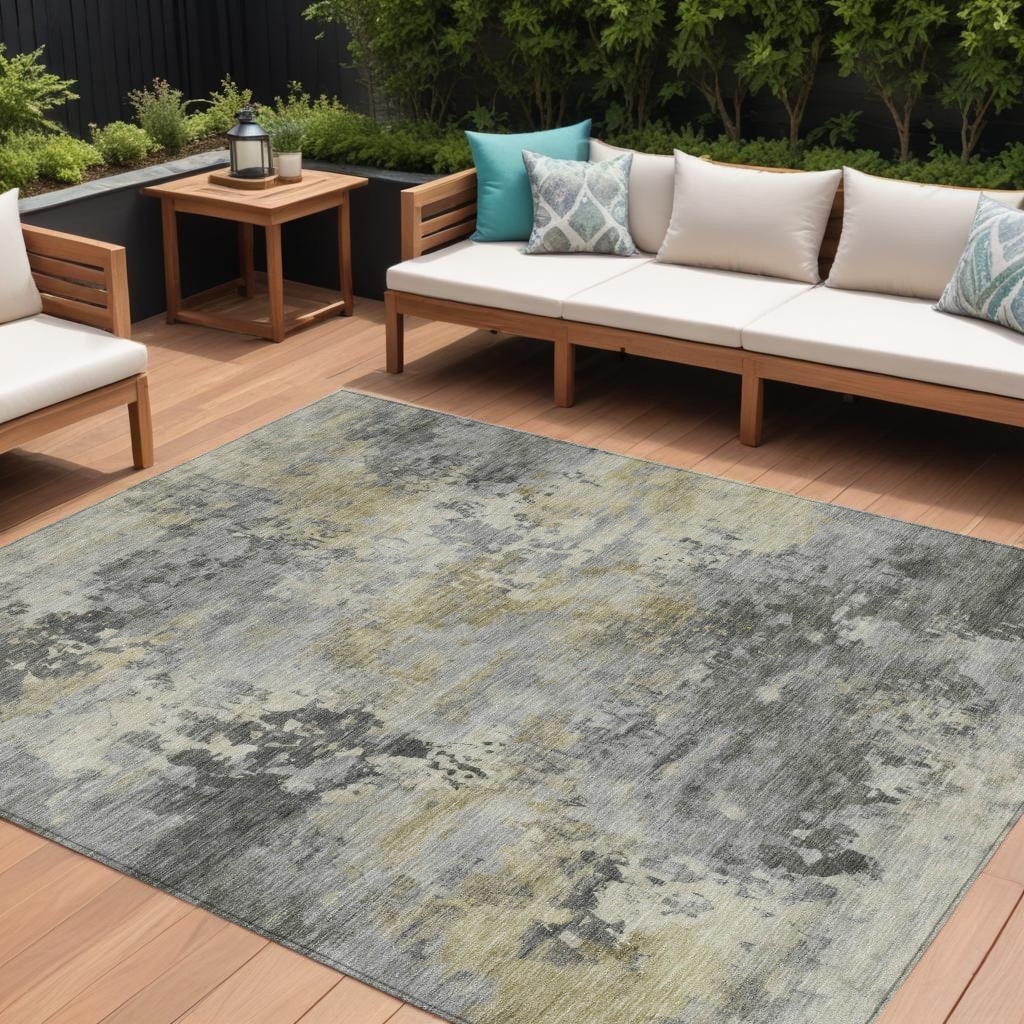 HomeRoots Abstract Transitional Rectangle Outdoor Rug