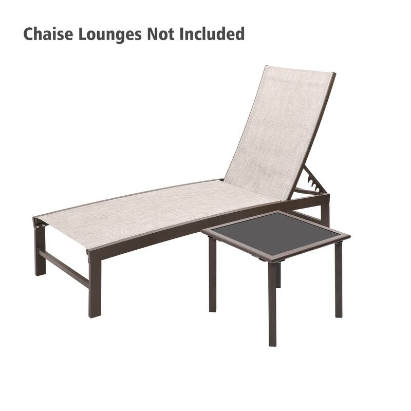 VredHom Outdoor Patio Square Side/End Table with Tempered Glass Top - 17.7" L x 17.7" W x 15.75" H
