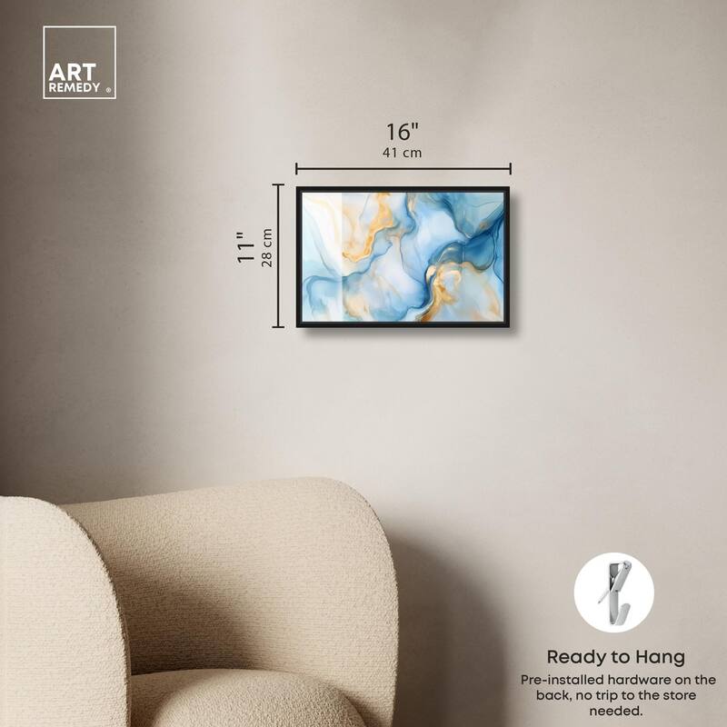 Blue Veined Gold Canvas by Art Remedy