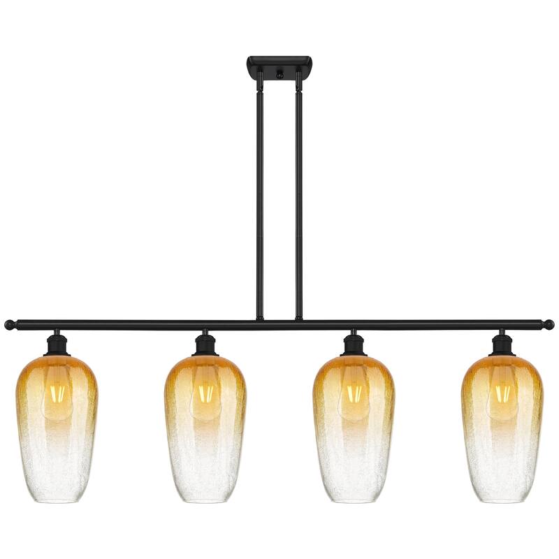 Innovations Lighting Endless Possibilities Ballston - Brookhaven Flute - 4 Light 48" Stem Hung Island Light - Matte Black/Amber