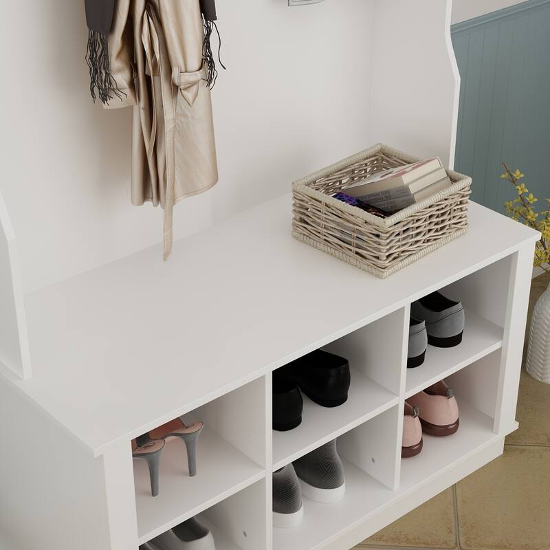 Entryway Hall Tree Storage Bench Wooden Coat Rack Bench with Hook