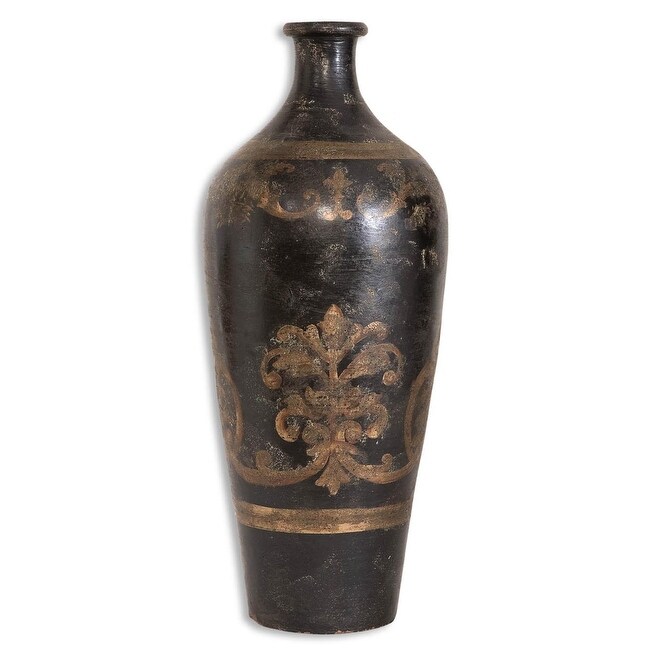 Shop 24 Tall Hand Painted Decorative Aged Black And Gold Flower