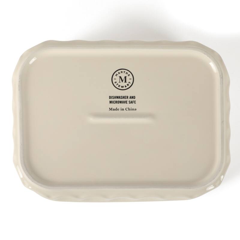 Martha Stewart Broadbrook 6 Piece Stoneware Meal Prep Container Set with Lids, Cream, Oven, Microwave & Dishwasher Safe