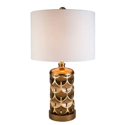 28.5" Tall Polyresin Table Lamp "Mystic Owl" with Golden finish