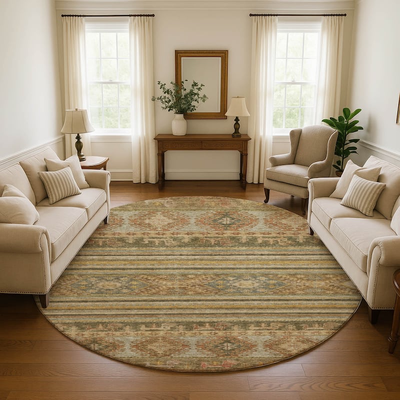 Premium Washable Super Soft Boho Global Mayfield Rug - Beige - 8' x 8'