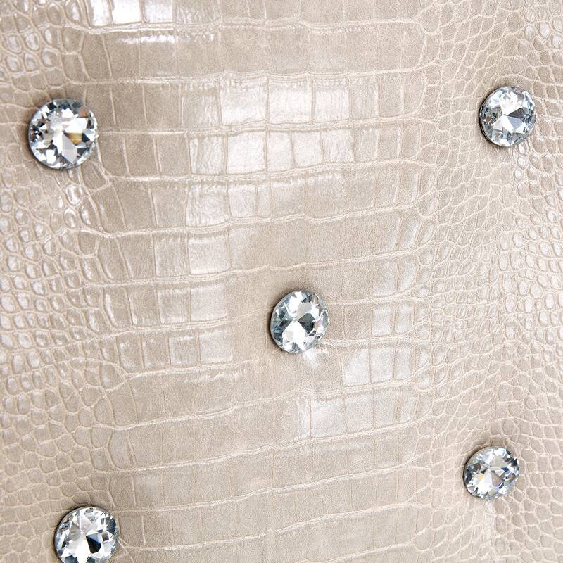 Retro Alligator-Embossed Faux Leather Dining Chairs with Crystal Buckle, Accent Upholstered Kitchen Chairs