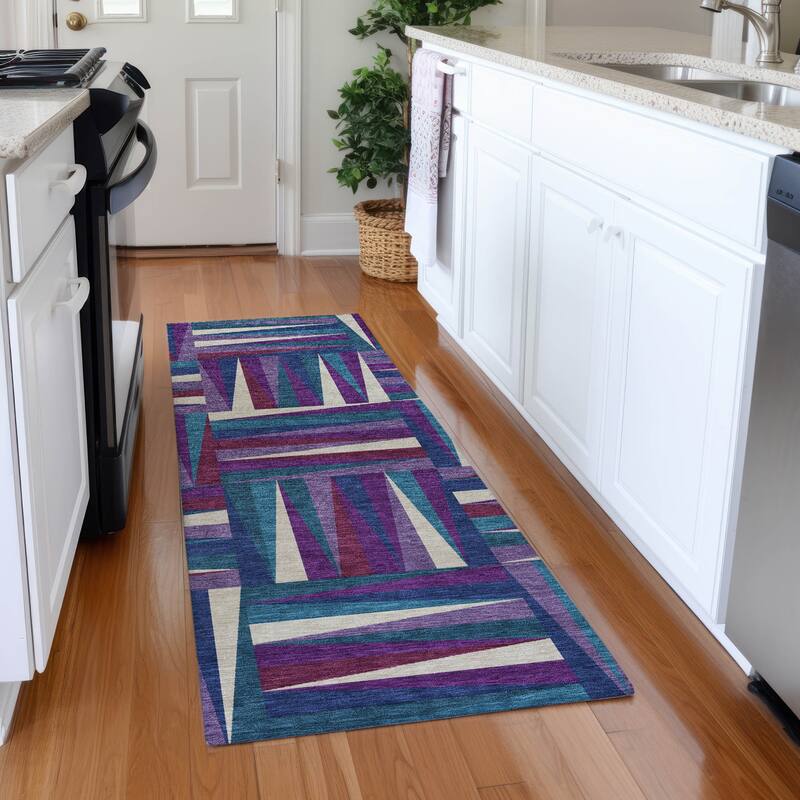 Premium Washable Super Soft Modern Glase Mayfield Rug - Purple - 2'3" x 7'6"