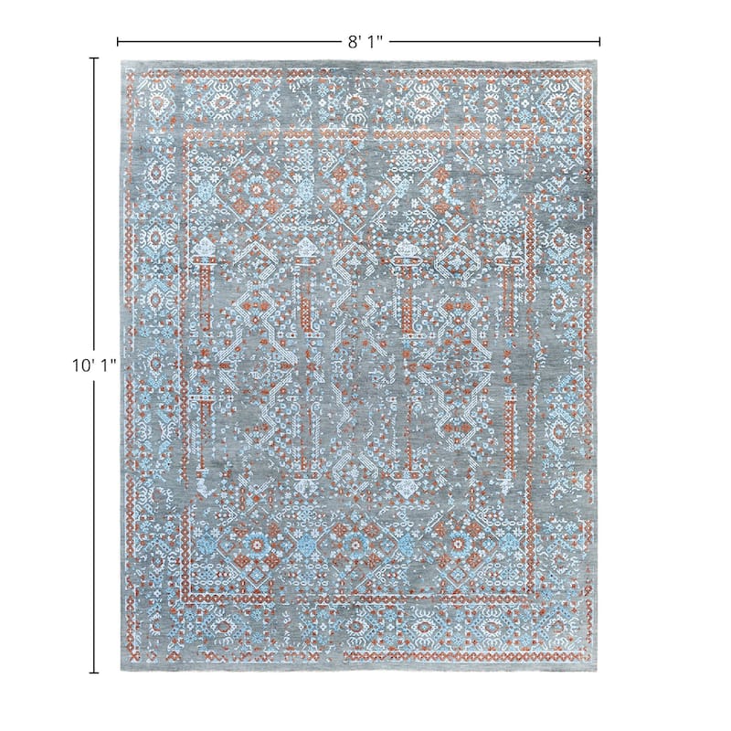 Ikat One-of-a-Kind Hand-Knotted Area Rug, Gray - 8' 1" x 10' 1"