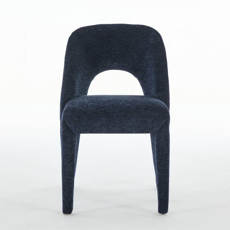 Contemporary Metal Frame Dining Chair Set of 2 with Sponge Cushion 300lb Capacity - Dark Blue