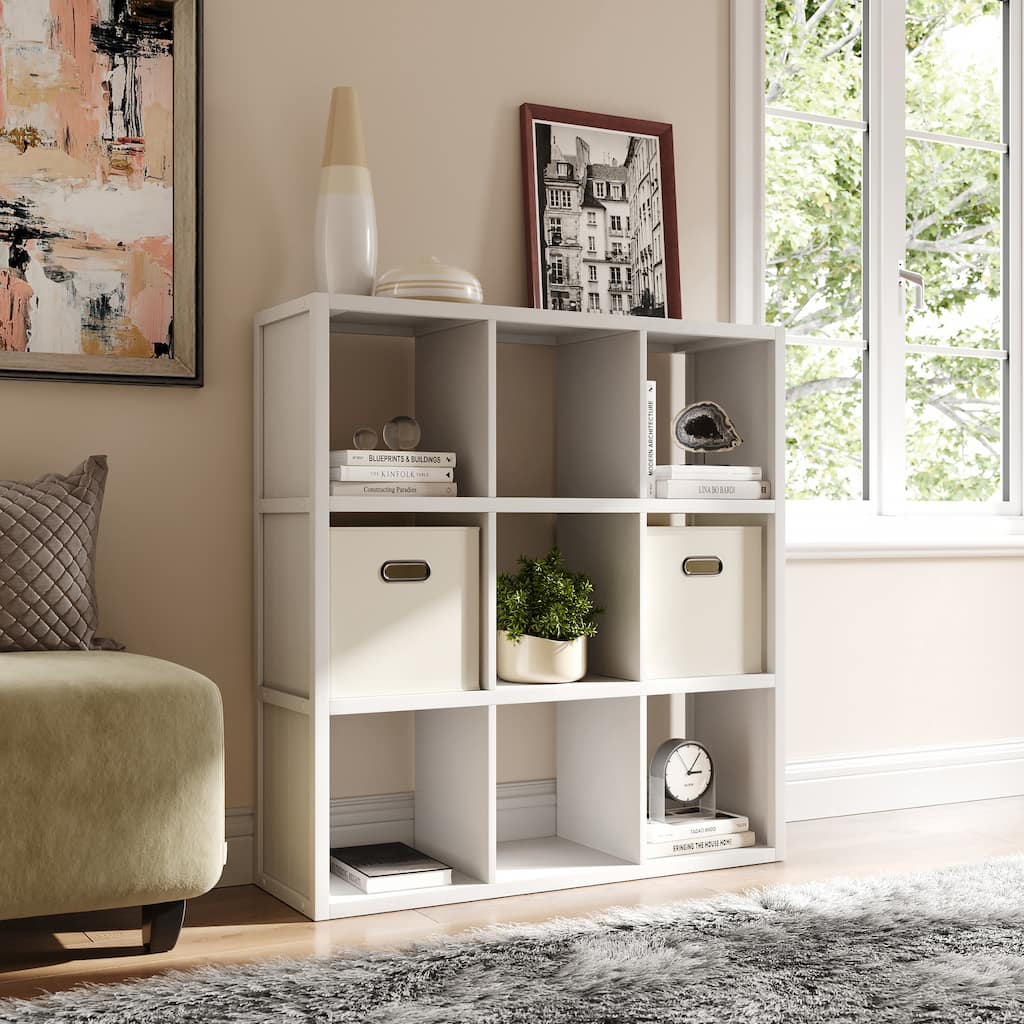 John Louis Home Solid Wood 9 Cube Storage Organizer White