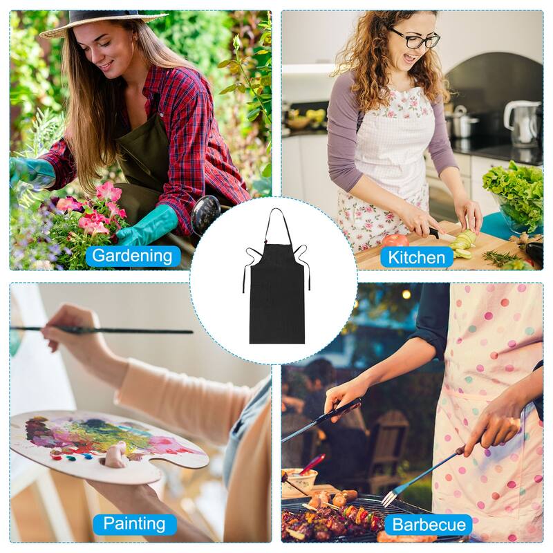 Kitchen Aprons, Adjustable Bib Kitchen Apron w Pockets for Women Men - 100x100cm