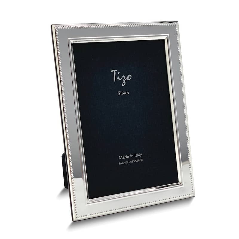 Curata Bilaminate Sterling Silver Beaded Border 4x6 Photo Frame