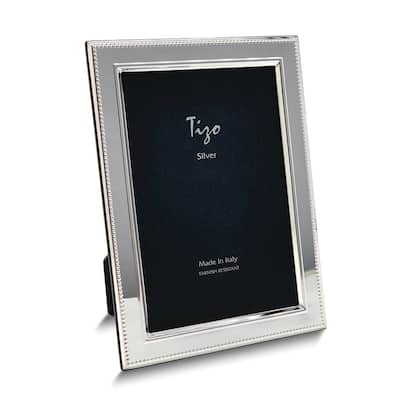 Curata Bilaminate Sterling Silver Beaded Border 4x6 Photo Frame