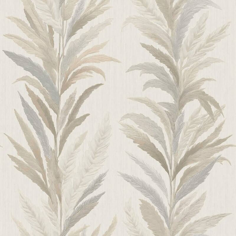 Galerie Wallcoverings Ornamenta Collection Leaf Flourish Shimmer Finish Vinyl on Non-woven Wallpaper Roll - 33-feet long x 21-inches wide - Silver