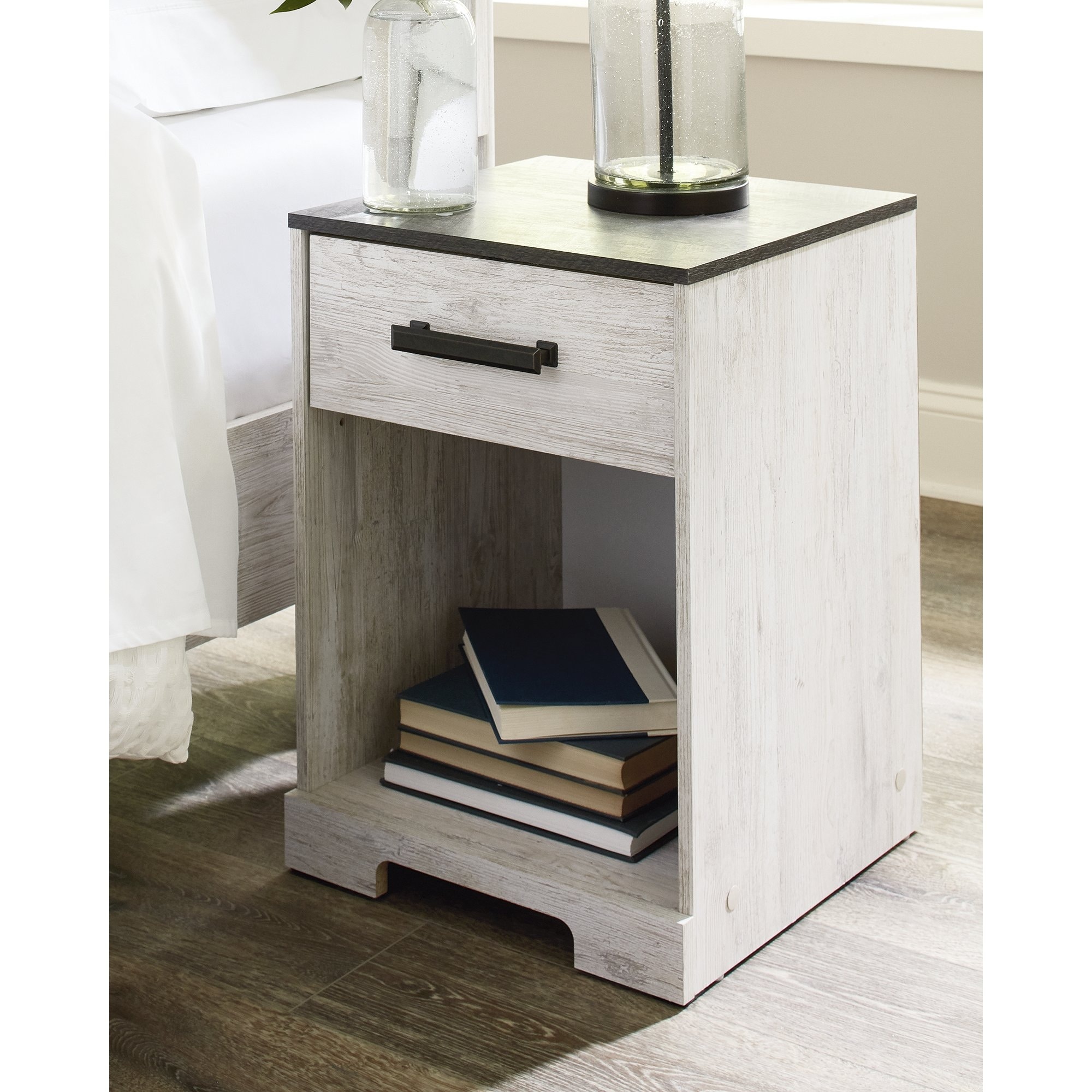 Shop Black Friday Deals On Shawburn White Dark Charcoal Gray One Drawer Nightstand On Sale Overstock 31868096