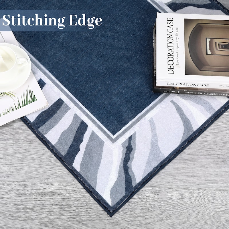 Modern Bordered Area Rugs for Living Room Bedroom Low Pile Non-Slip Rug Carpet