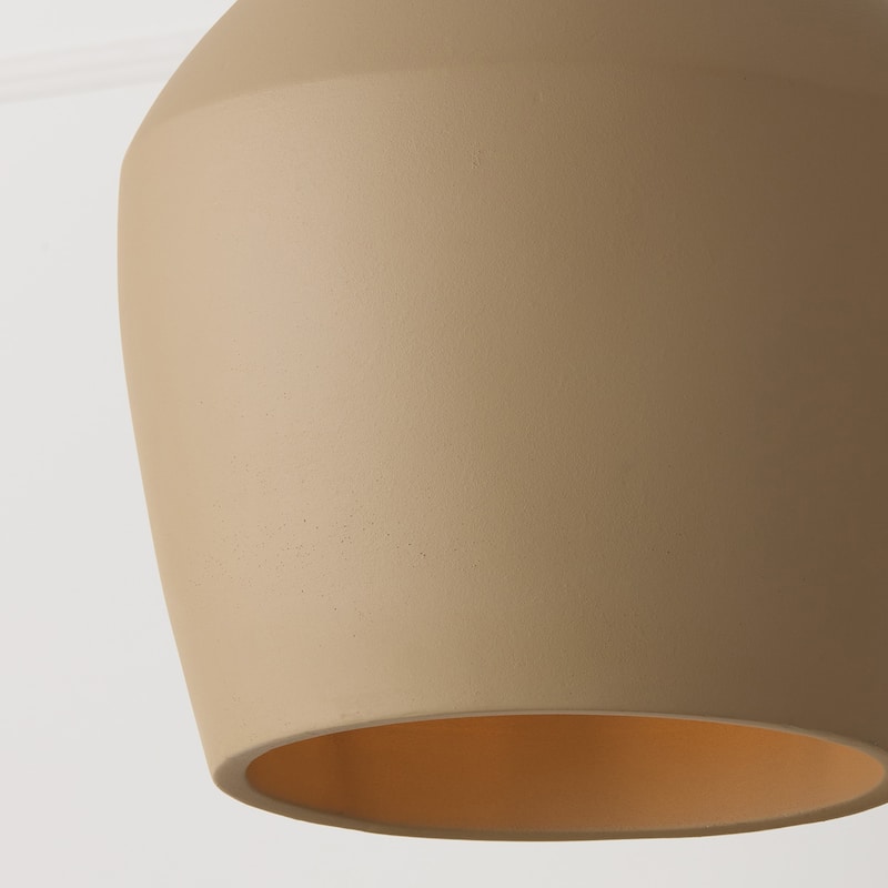 12.5" W x 14" H 1-Light Handcrafted Terracotta Pendant with Matte Black - 13"W x 13.75"H