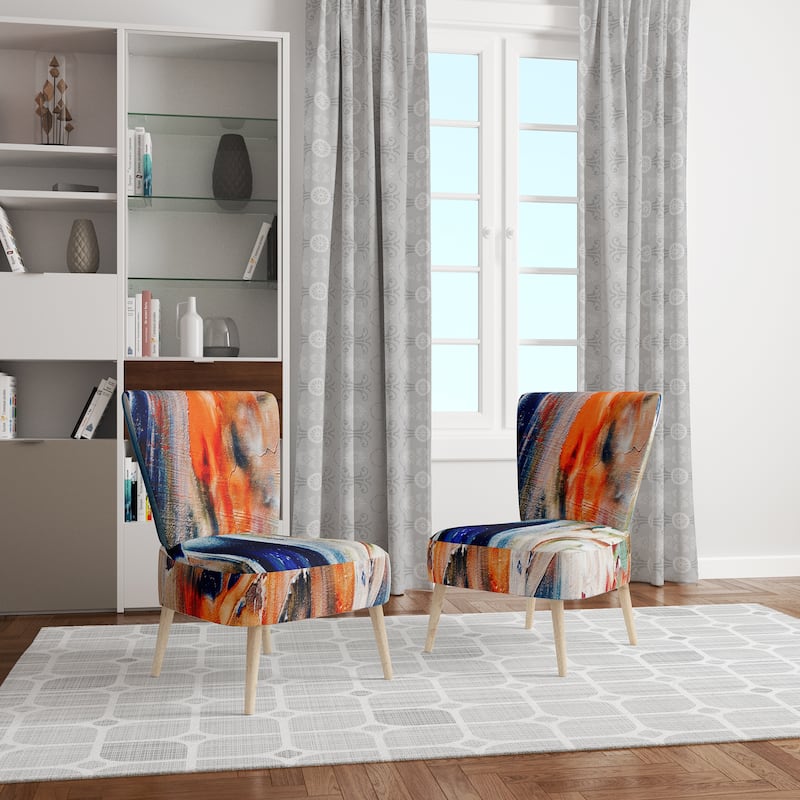Designart "Colorful Abstract Painting Strokes II" Upholstered Modern Accent Chair and Arm Chair