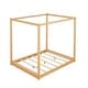 preview thumbnail 5 of 10, Queen Size Modern Floor Wood Canopy Bed Low Profile Platform Bed for Small Bedroom City Aprtment Dorm