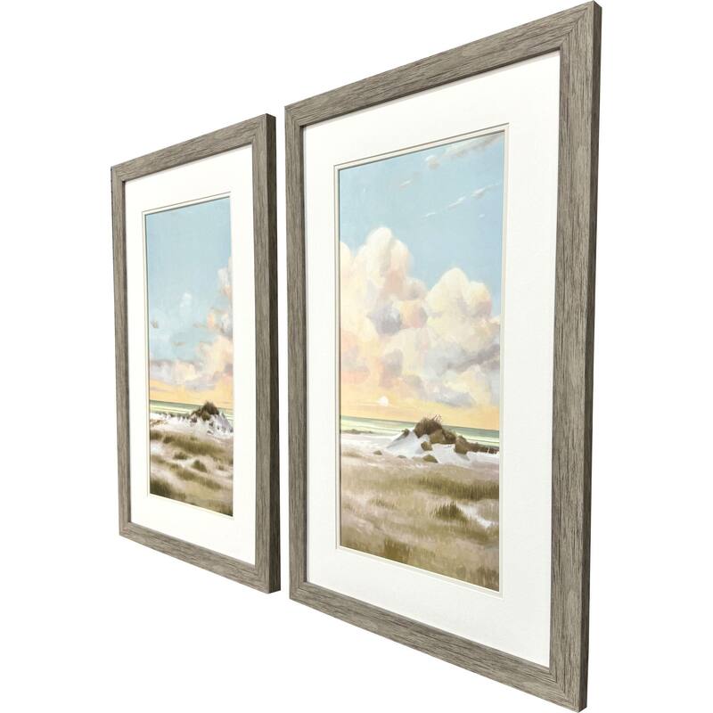 HomeRoots Set Of Two Land and Sea Brown Framed Wall Art