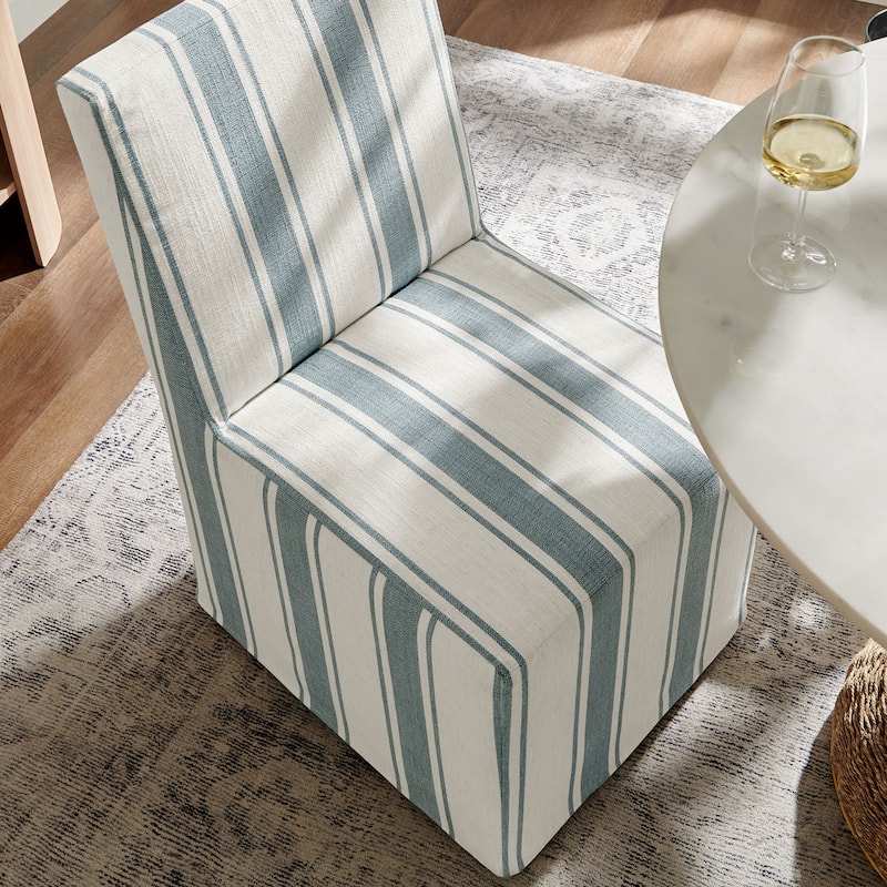 Tessera Striped Slipcovered Dining Side Chair