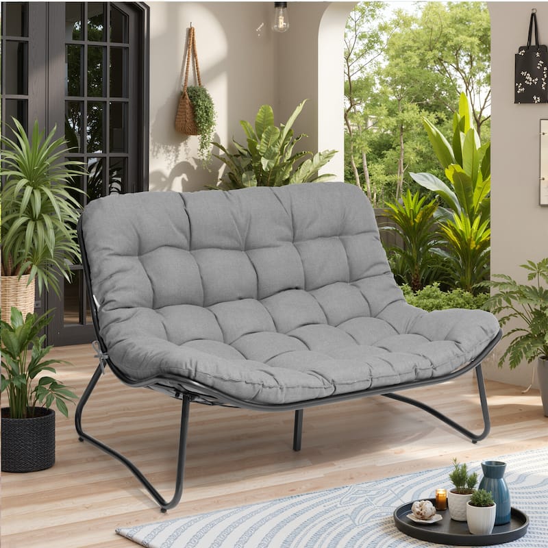 Pellebant Double Papasan Chair Loveseat with Cushion For Indoor Outdoor
