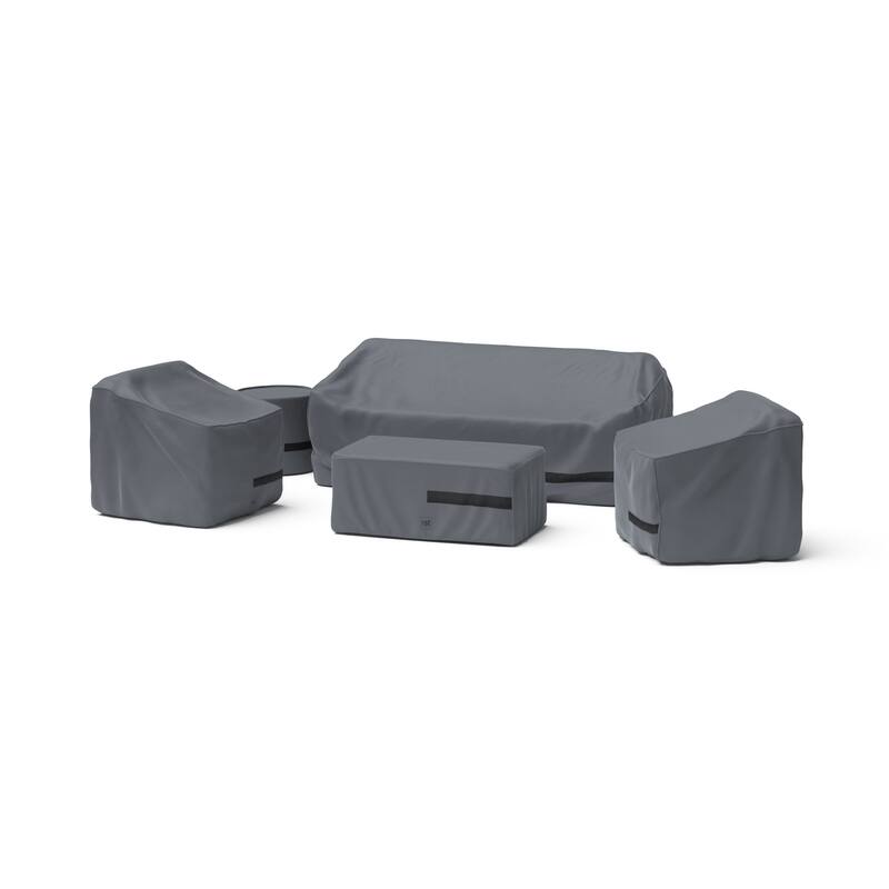 Venetia 5 Piece Polyester Outdoor Patio Seating Deluxe Furniture Covers - Grey