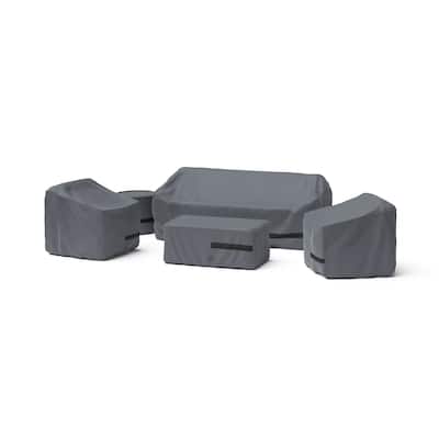 Venetia 5 Piece Polyester Outdoor Patio Seating Deluxe Furniture Covers - Grey