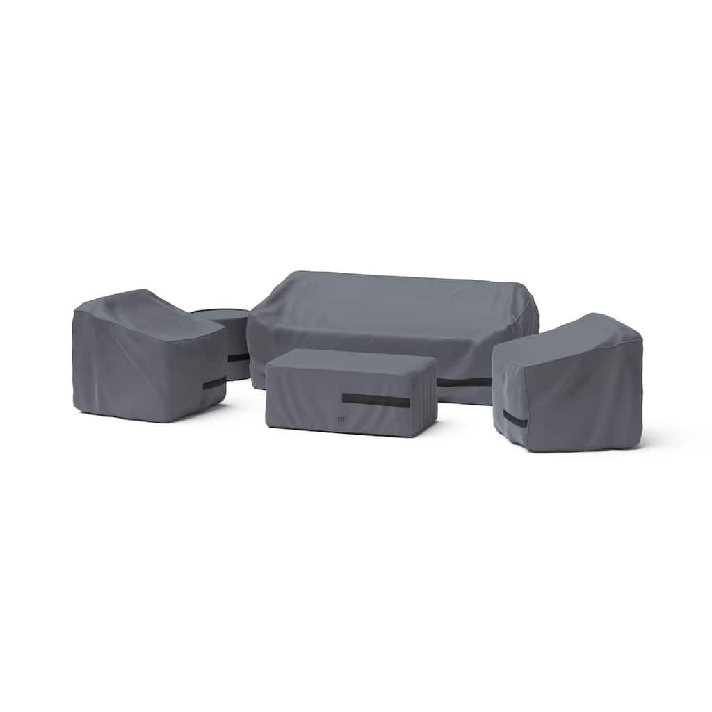 Venetia 5 Piece Polyester Outdoor Patio Seating Deluxe Furniture Covers - Grey