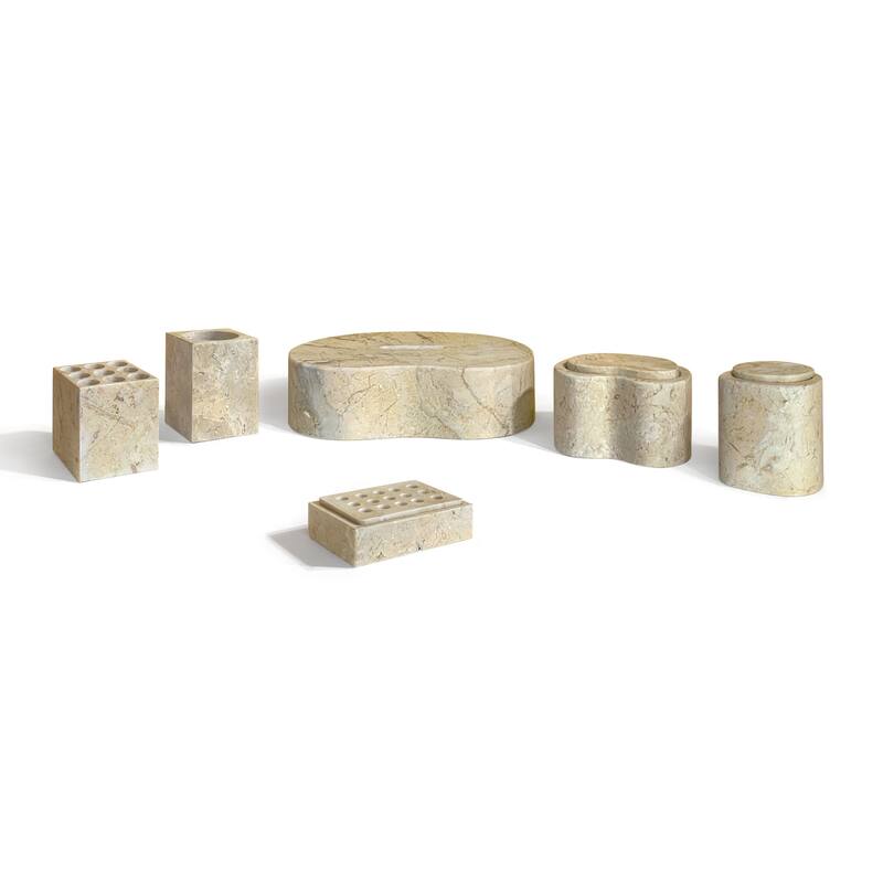 Roomfitters Marble Bathroom Accessories Set, Natural Stone Countertop Accessory Set, Solid Marble Vanity Set