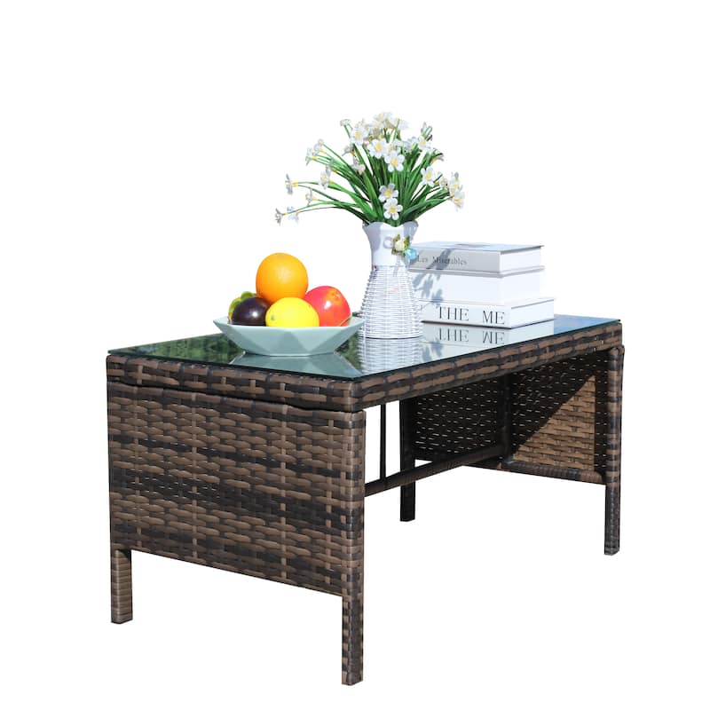 Outdoor patio Furniture 1 Coffee table with clear tempered glass