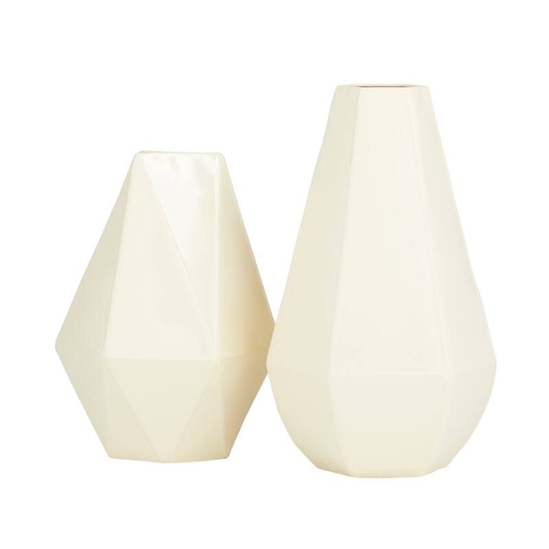 CosmoLiving by Cosmopolitan Metal Geometric Vase (Set of 2) - Blue, Cream, Yellow or White