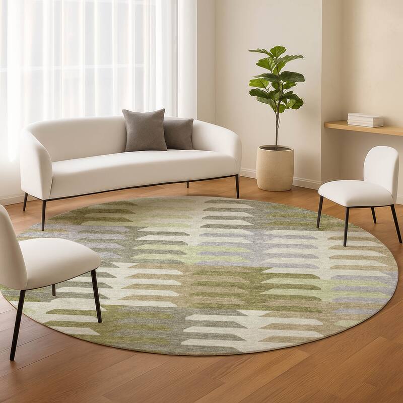 Machine Washable Indoor/ Outdoor Modern Stacks Chantille Rug