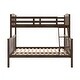 preview thumbnail 19 of 18, Slat Design Twin over Full Bunk Bed with Angled Ladder in Dark Walnut