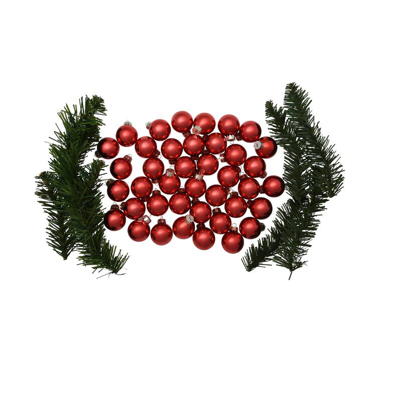 Shiny Finish Glass Christmas Ball Ornaments 1.25" (30Mm) Red 40Ct
